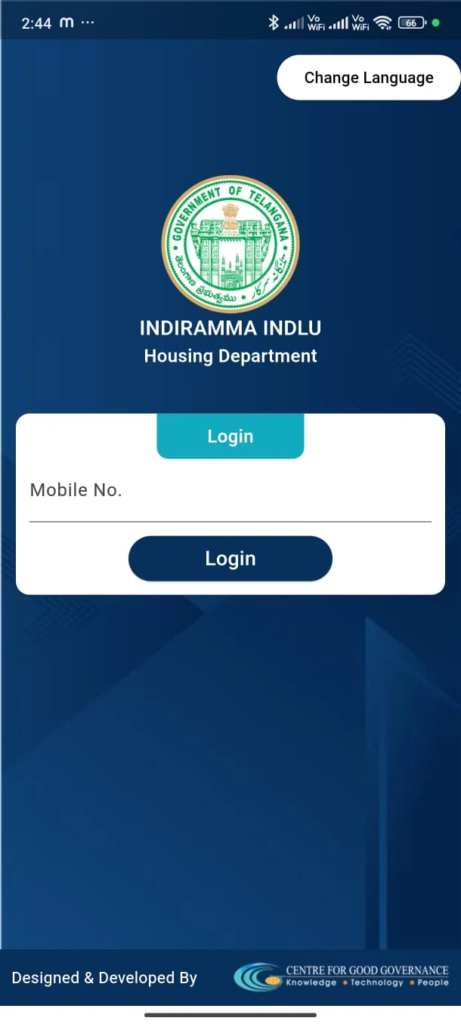 step 2 eneter mobile number to get otp in Indiramma Illu Housing Apply Online